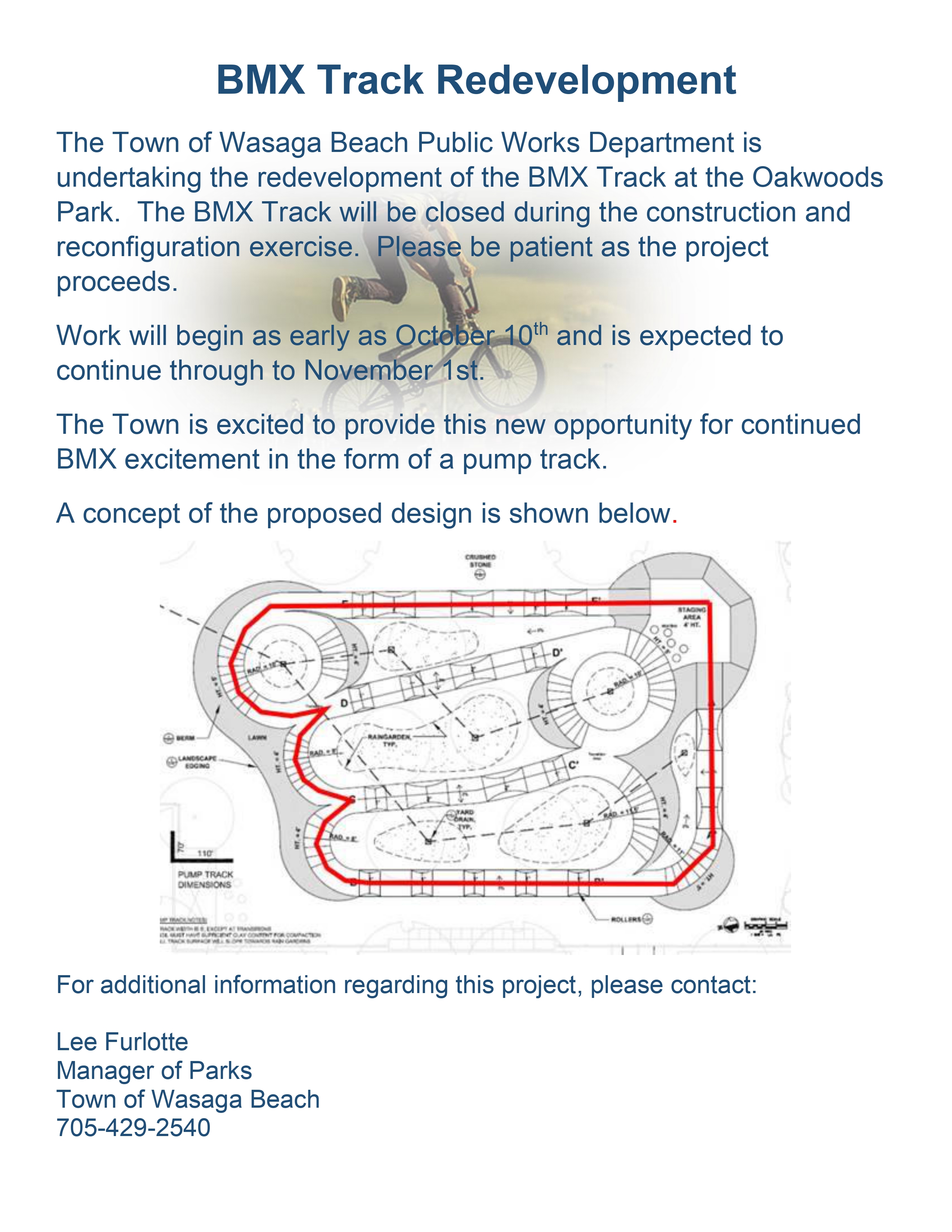 bmx track redevelopment